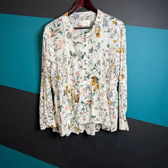 Floral Print Women's Top Ginevra Lace Babydoll Blouse 100% cotton - Picture 5 of 14